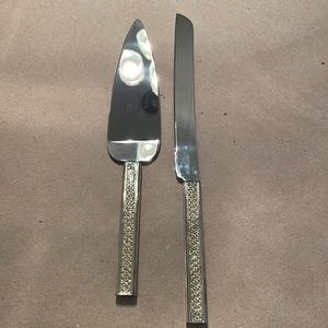 Used once cake knife and serving piece. Gorgham stainless steel with crystals.